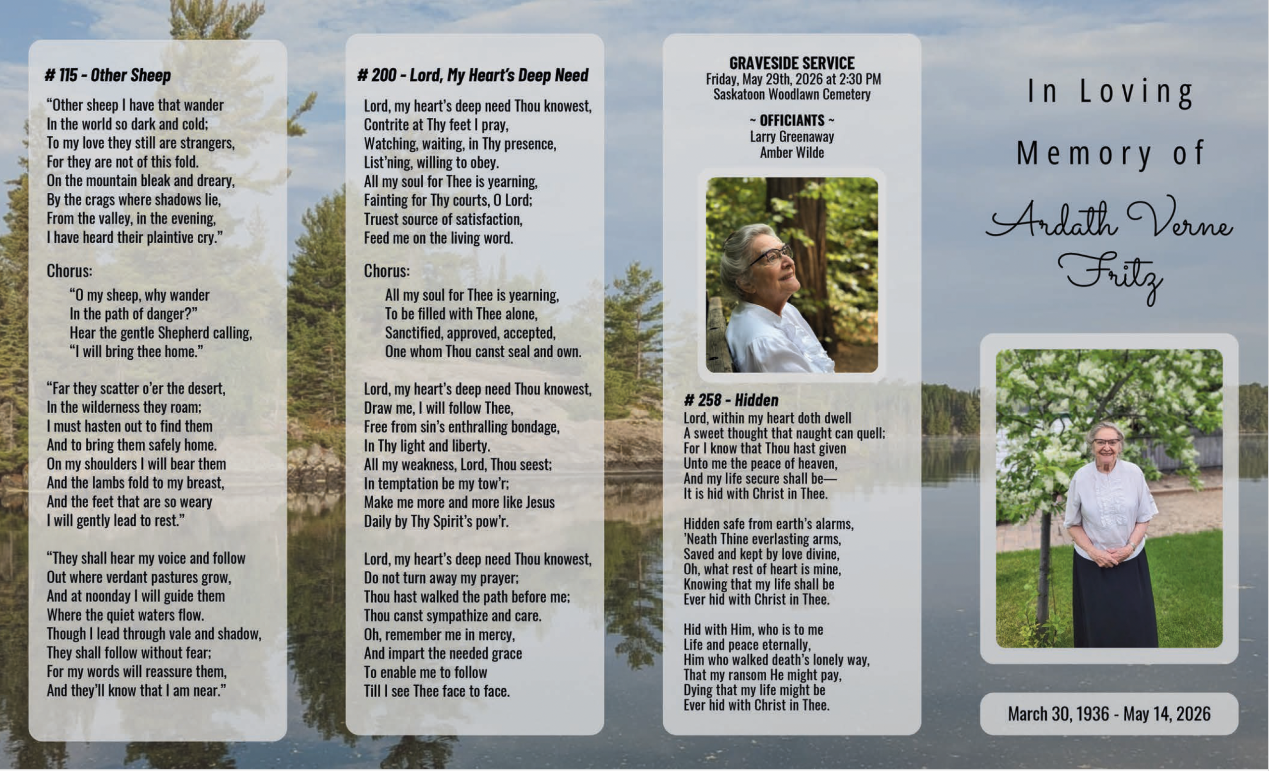 Ardath Fritz Funeral Service Live Stream